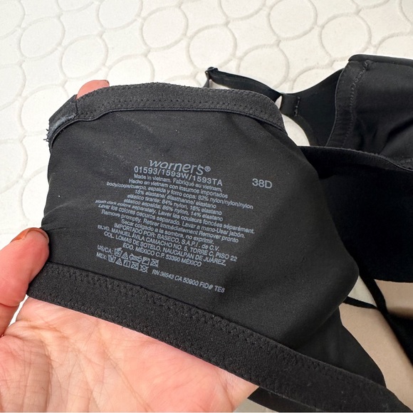 Warner's No Side Effects Wire-Free Contour Bra Black 38D - Picture 4 of 4
